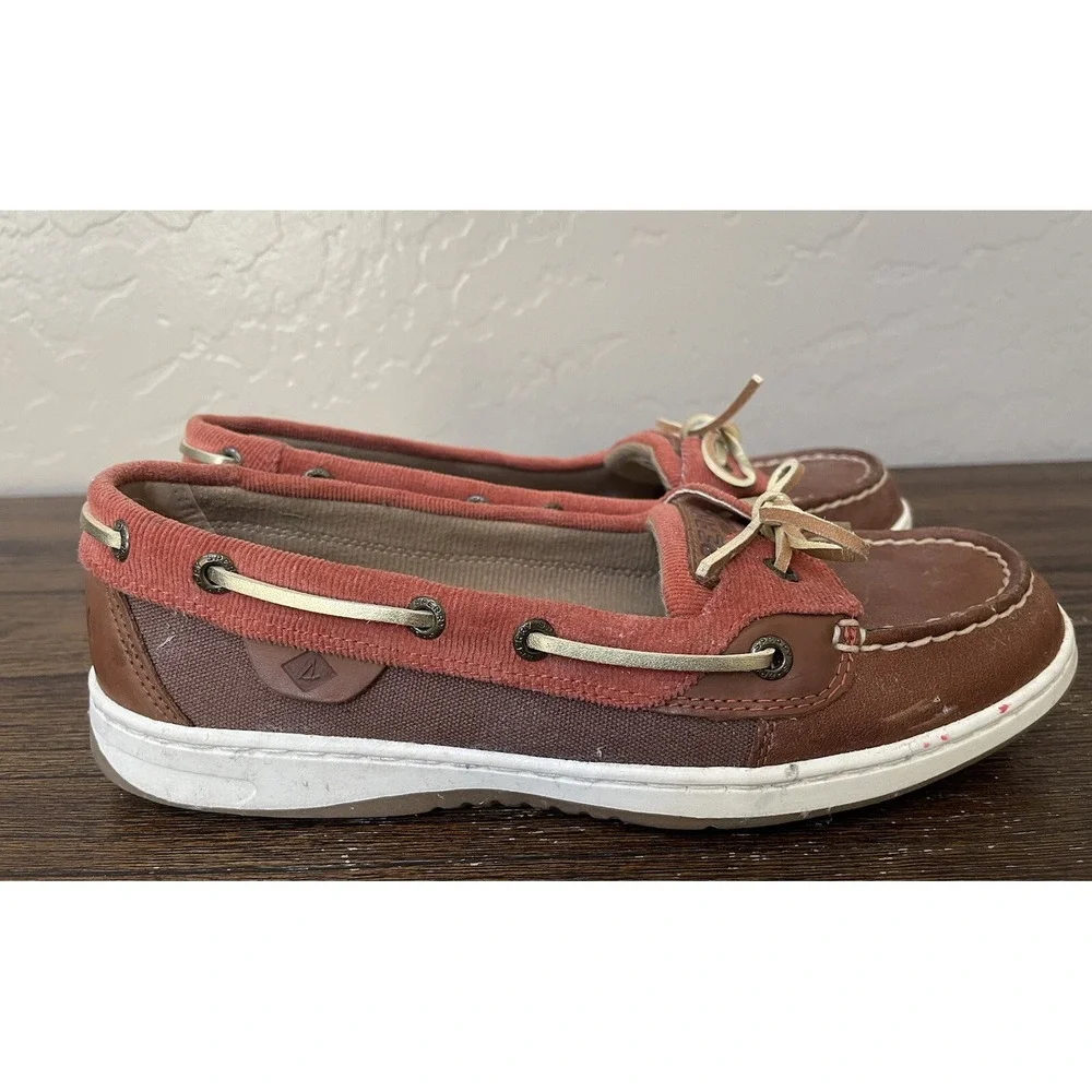 Sperry Womens Angelfish Varsity Brown Casual Boat Shoes 8 Medium